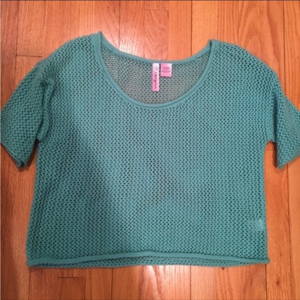 Teal Mesh Crop Top